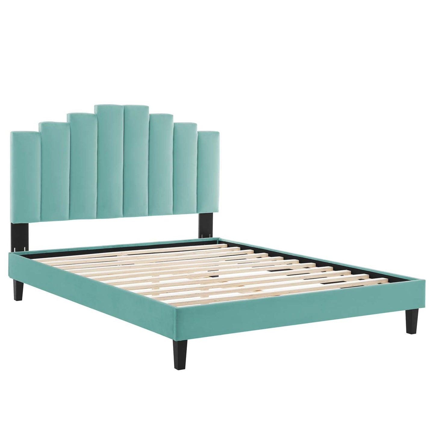 adjustable bed bases | CasaFoyer Elise Performance Velvet Full Platform Bed | Glamorous Art Deco Style | Stain-Resistant Velvet | Memory Foam Compatible | Sturdy & Stable Design | casafoyer.myshopify.com