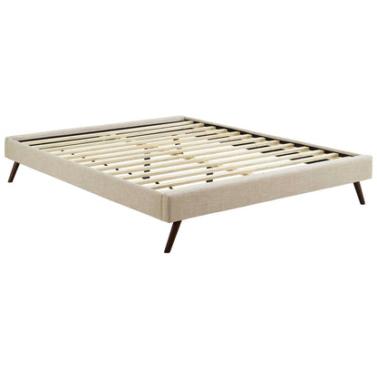 Bed | CasaFoyer Loryn Platform Bed | Solid Wood Frame | Polyester Upholstery | Tapered Legs | No Box Spring Needed | Queen Size | Beige | casafoyer.myshopify.com