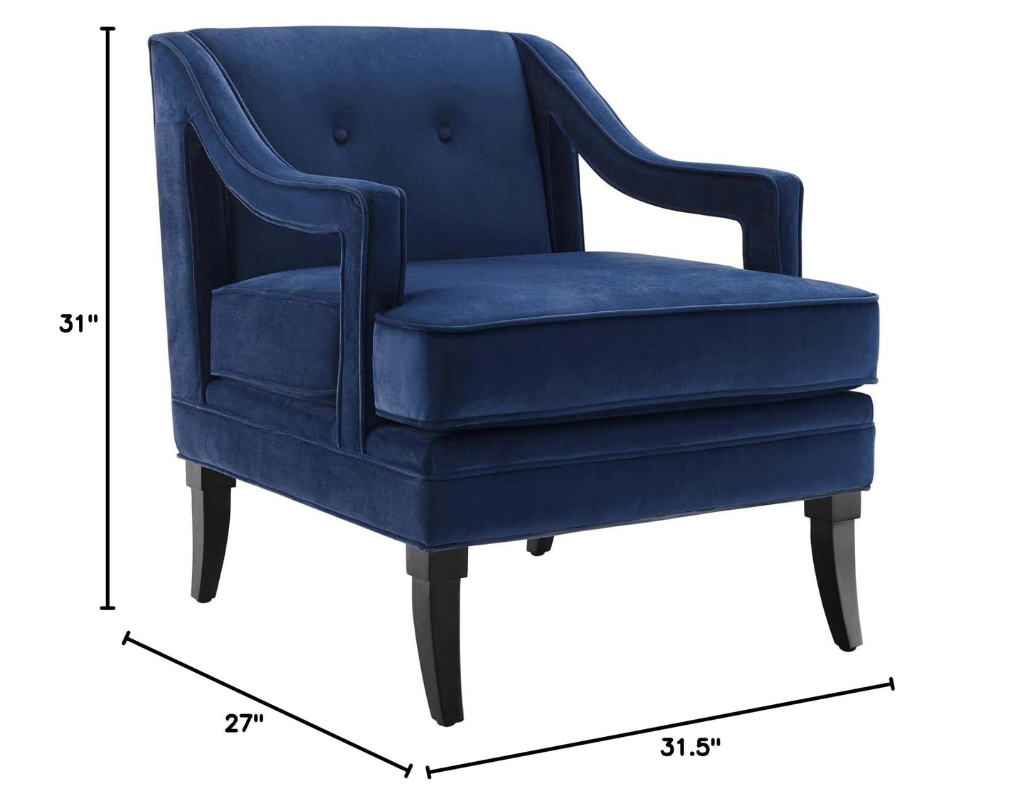 home office desk chairs | CasaFoyer Concur Performance Velvet Armchair | Chic Design | Stain-Resistant | Plush Cushion | Machine Washable Cover | Solid Birch Legs | Navy | casafoyer.myshopify.com