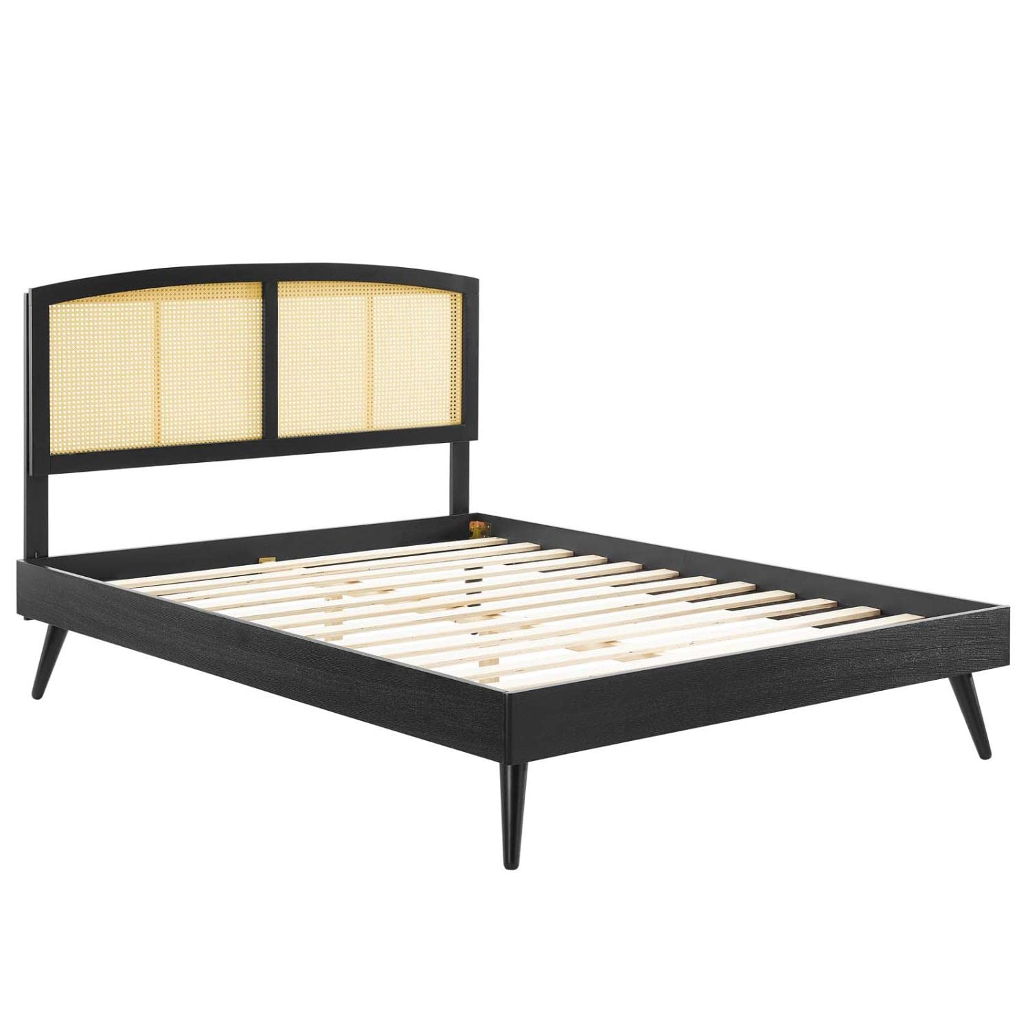 Bed | CasaFoyer Sierra Woven Cane Rattan Wood Full Platform Bed | Serene Island Vibe | Mid-Century Modern Design | Durable Construction | No Box Spring Needed | casafoyer.myshopify.com
