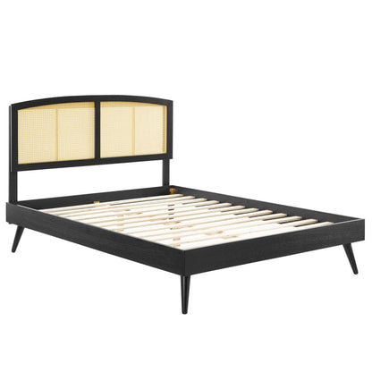 Bed | CasaFoyer Sierra Woven Cane Rattan Wood Full Platform Bed | Serene Island Vibe | Mid-Century Modern Design | Durable Construction | No Box Spring Needed | casafoyer.myshopify.com