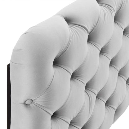 Bed | CasaFoyer Lizzy Tufted Performance Velvet Full/Queen Headboard | Elegant, Comfortable, Stain-Resistant | Light Gray | casafoyer.myshopify.com