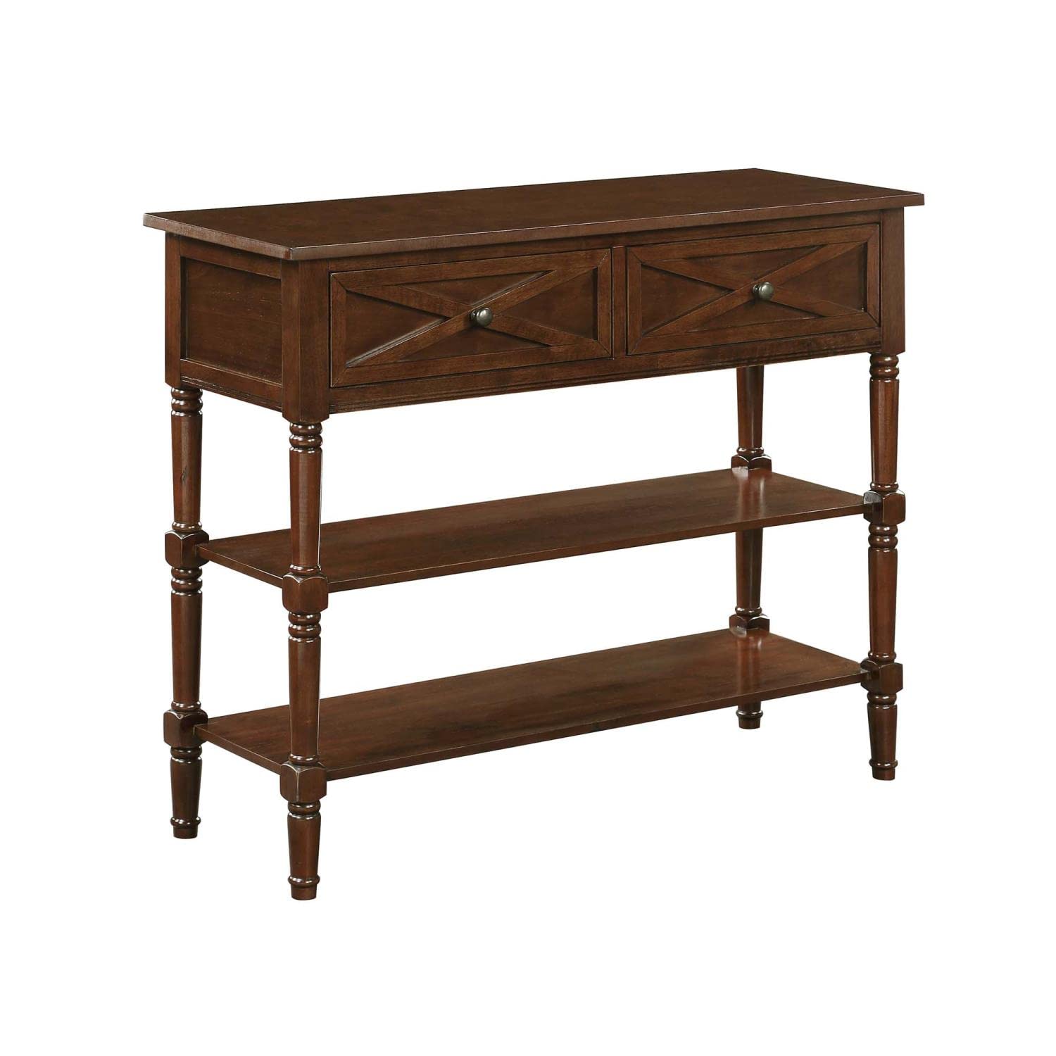 TABLE | Country Oxford 2 Drawer Console Table with Shelves | Elegant & Functional Furniture for Entryway & Living Space | casafoyer.myshopify.com