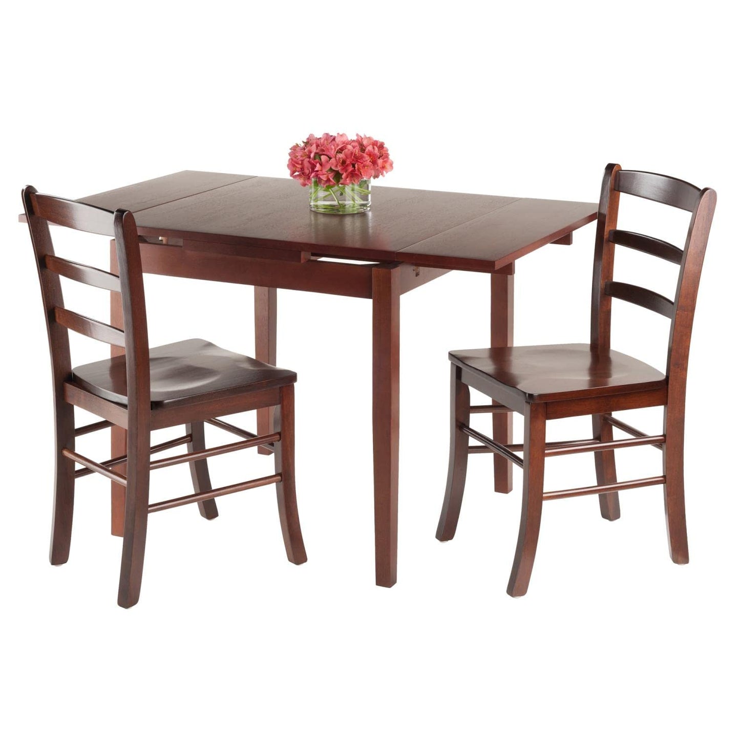 childrens table and chair sets | CasaFoyer Pulman Extension Table Set | 2 Benjamin Ladder Back Chairs | Solid Wood | Walnut Finish | Versatile & Durable | Ideal for Dining & Games | Compact Design | Easy Assembly | 48W x 29.9D x 29.2H | casafoyer.myshopify.com
