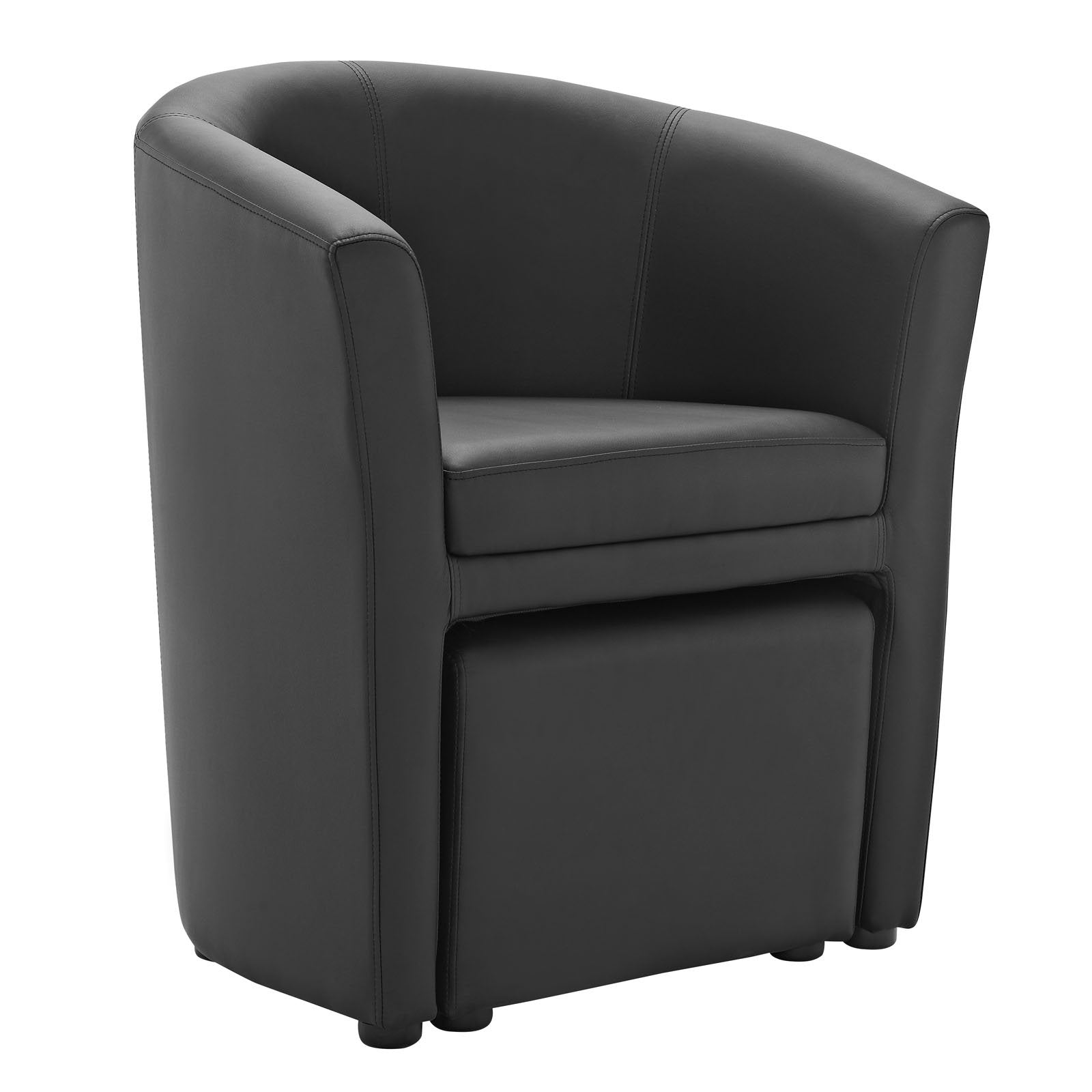 Chair | Divulge Faux Leather Armchair | Self-Storage Ottoman | Sleek & Modern Design | Dense Foam Padding | Soft & Inviting Upholstery | Perfect for Living, Lounge, or Reception Area | Black | casafoyer.myshopify.com