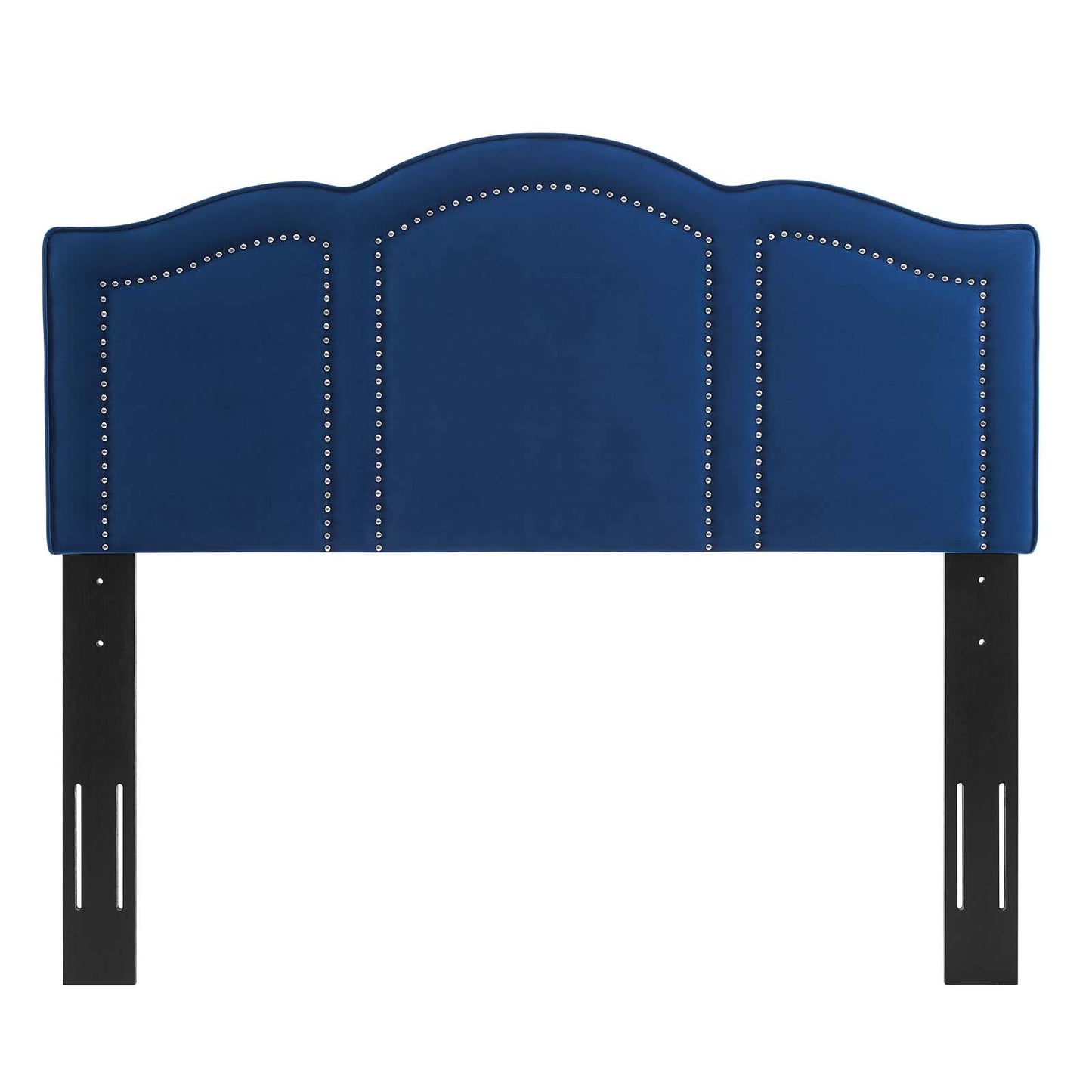headboards | CasaFoyer Cecilia Performance Velvet King/California King Headboard | Glamorous Deco Style | Nailhead Trim | Soft & Stain-Resistant | Adjustable Height | Navy | casafoyer.myshopify.com