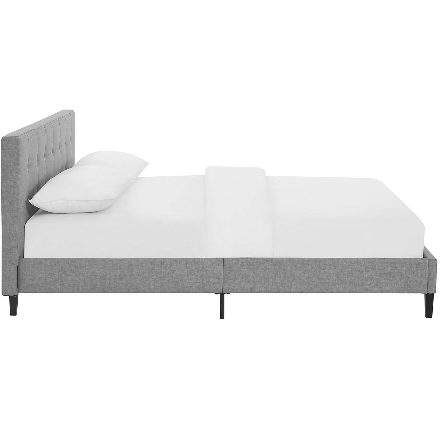 Bed | CasaFoyer Linnea Platform Bed | Elegant Upholstered Full Bed | Tufted Headboard | Solid Wood Legs | Slatted Support System | Versatile for Memory Foam, Spring, Latex, and Hybrid Mattresses | Weight Capacity 1300 lbs | Light Gray | casafoyer.myshopify.com