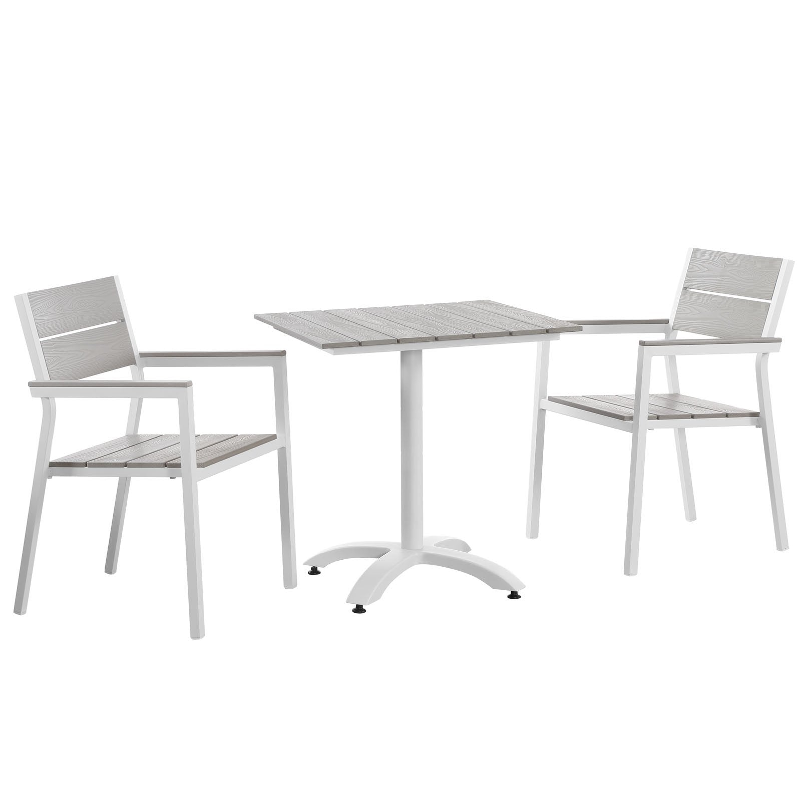 kitchen and dining room sets | CasaFoyer Maine Outdoor Patio Dining Furniture Collection | Synthetic Wood Grain Plank Boards | Powder-Coated Aluminum Frame | Contemporary Design | Includes 28 Dining Table & 2 Armchairs | Ideal for Outdoor Dining & Lounge Areas | casafoyer.myshopify.com