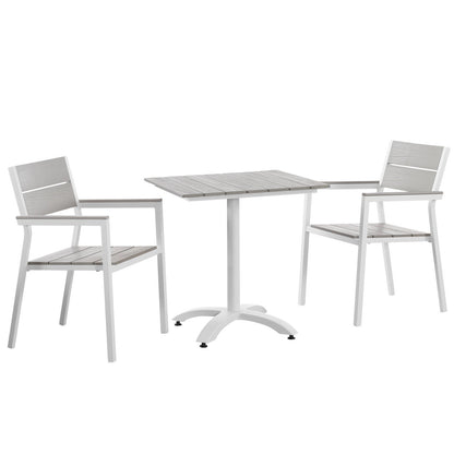kitchen and dining room sets | CasaFoyer Maine Outdoor Patio Dining Furniture Collection | Synthetic Wood Grain Plank Boards | Powder-Coated Aluminum Frame | Contemporary Design | Includes 28 Dining Table & 2 Armchairs | Ideal for Outdoor Dining & Lounge Areas | casafoyer.myshopify.com