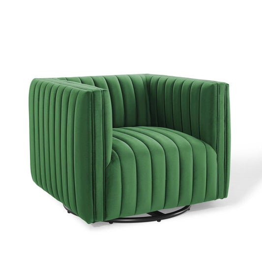 home office desk chairs | CasaFoyer Conjure Channel Tufted Performance Velvet Swivel Armchair | Stain-Resistant Upholstery | Supportive Foam Padding | Vintage Glamour | 360-Degree Swivel | Sturdy Construction | casafoyer.myshopify.com