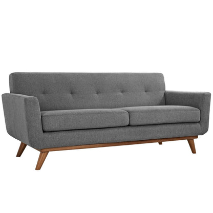 kitchen and dining room sets | CasaFoyer Engage Upholstered Fabric Button Tufted Sofa Furniture Series | Comfortable Lounging Experience | Set of 3: Armchair, Loveseat, Sofa | Cherry Wood Legs | Stain Resistant | Expectation Gray | casafoyer.myshopify.com
