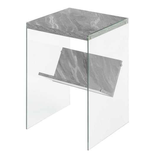 TABLE | Ergode SoHo End Table with Shelf | Sleek & Stylish Design | Tempered Glass Sides | Sturdy Surface Top | Ideal for Remotes & Reading Material | casafoyer.myshopify.com