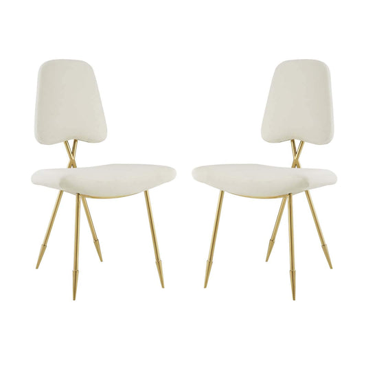 childrens table and chair sets | CasaFoyer Ponder Dining Side Chair Set of 2 | Velvet Upholstered | Gold Stainless Steel Frame | Mid-Century Legs | Comfortable & Elegant for Modern Decor | casafoyer.myshopify.com