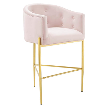 barstools | CasaFoyer Savour Tufted Performance Velvet Bar Stool Set of 2 | Luxury Design | Stain-Resistant | Comfortable Seating | Chrome Gold Frame | 29 Seat Height | Pink | casafoyer.myshopify.com