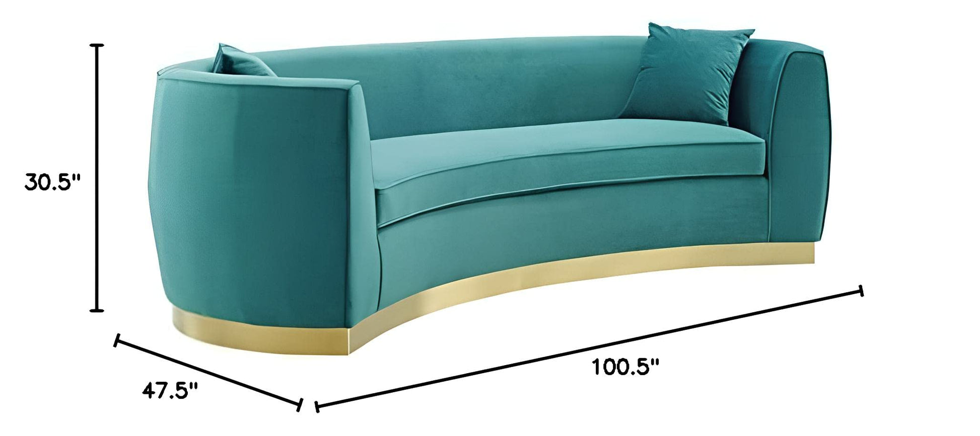 sofas | CasaFoyer Resolute Curved Sofa | Vintage-Style | Stain-Resistant Velvet | Gold Base | Supreme Comfort | 900 lbs Capacity | casafoyer.myshopify.com