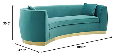 sofas | CasaFoyer Resolute Curved Sofa | Vintage-Style | Stain-Resistant Velvet | Gold Base | Supreme Comfort | 900 lbs Capacity | casafoyer.myshopify.com