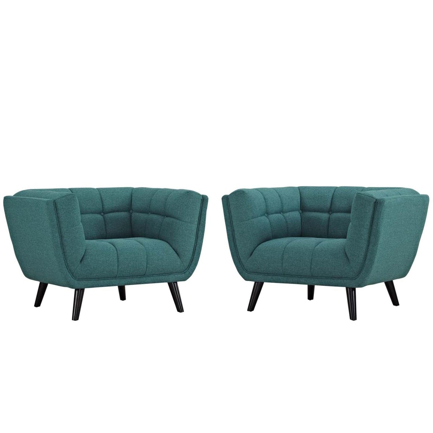 kitchen and dining room sets | CasaFoyer Bestow Collection | Wide Profile Armchair Set | Polyester Fabric Upholstery | Button Tufting | Black Wood Legs | Ideal for Mid-Century, Modern Farmhouse, Contemporary Decors | casafoyer.myshopify.com