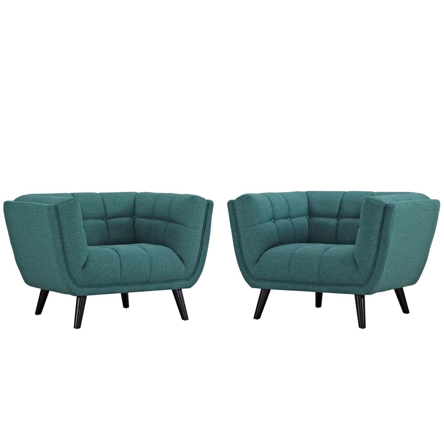kitchen and dining room sets | CasaFoyer Bestow Collection | Wide Profile Armchair Set | Polyester Fabric Upholstery | Button Tufting | Black Wood Legs | Ideal for Mid-Century, Modern Farmhouse, Contemporary Decors | casafoyer.myshopify.com