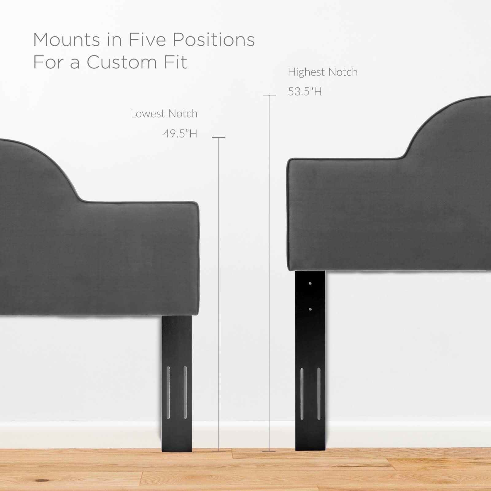 Bed | CasaFoyer Dawn Performance Velvet King/California King Headboard | Vibrant Sunrise Design | Stain-Resistant Luxury Upholstery | Comfortable Cushioning | Adjustable Height | Charcoal | casafoyer.myshopify.com