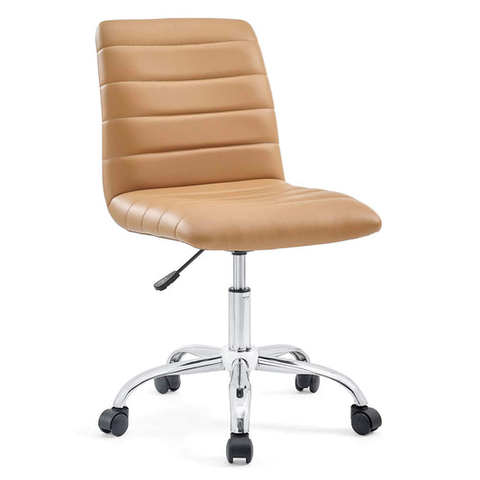 Chair | Ripple Armless Office Chair | Chrome Frame | Vinyl Upholstery | Height Adjustable | 360 Swivel | Ideal for Conference Rooms & Workstations | casafoyer.myshopify.com
