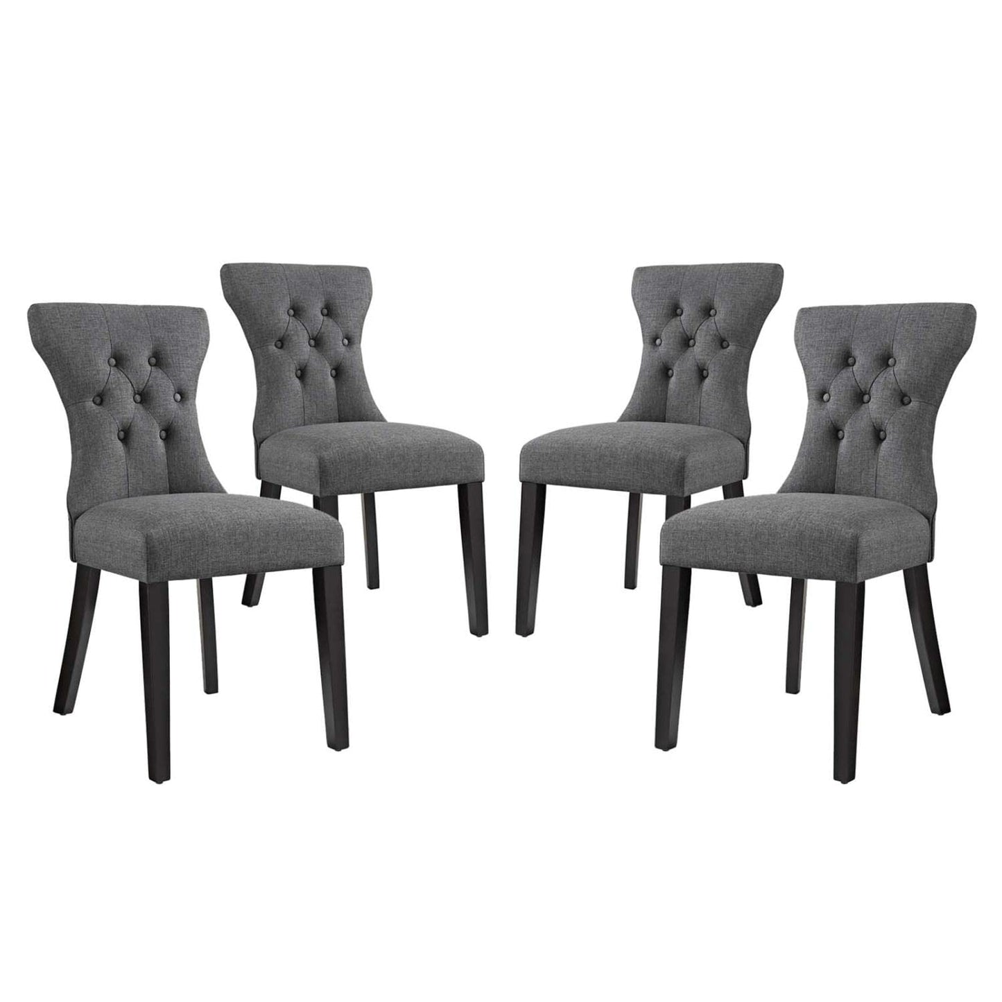 home office desk chairs | CasaFoyer Silhouette Button Tufted Tapered Back Fabric Upholstered Dining Side Chair Set | Sophisticated Design | Dense Foam Padding | Plush Upholstery | Solid Wood Frame | Set of 4 | Gray | casafoyer.myshopify.com