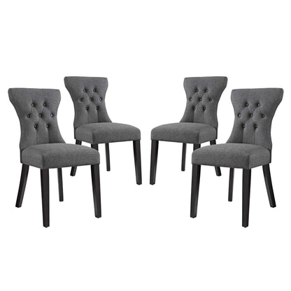 home office desk chairs | CasaFoyer Silhouette Button Tufted Tapered Back Fabric Upholstered Dining Side Chair Set | Sophisticated Design | Dense Foam Padding | Plush Upholstery | Solid Wood Frame | Set of 4 | Gray | casafoyer.myshopify.com
