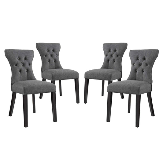 home office desk chairs | CasaFoyer Silhouette Button Tufted Tapered Back Fabric Upholstered Dining Side Chair Set | Sophisticated Design | Dense Foam Padding | Plush Upholstery | Solid Wood Frame | Set of 4 | Gray | casafoyer.myshopify.com