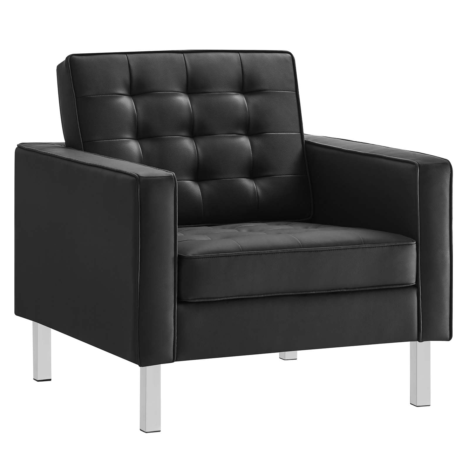 kitchen and dining room sets | CasaFoyer Loft Tufted Faux Leather Medium Accent Armchair Set of 2 | Sophisticated Design | Stainless Steel Frame | 300 lbs Capacity | casafoyer.myshopify.com