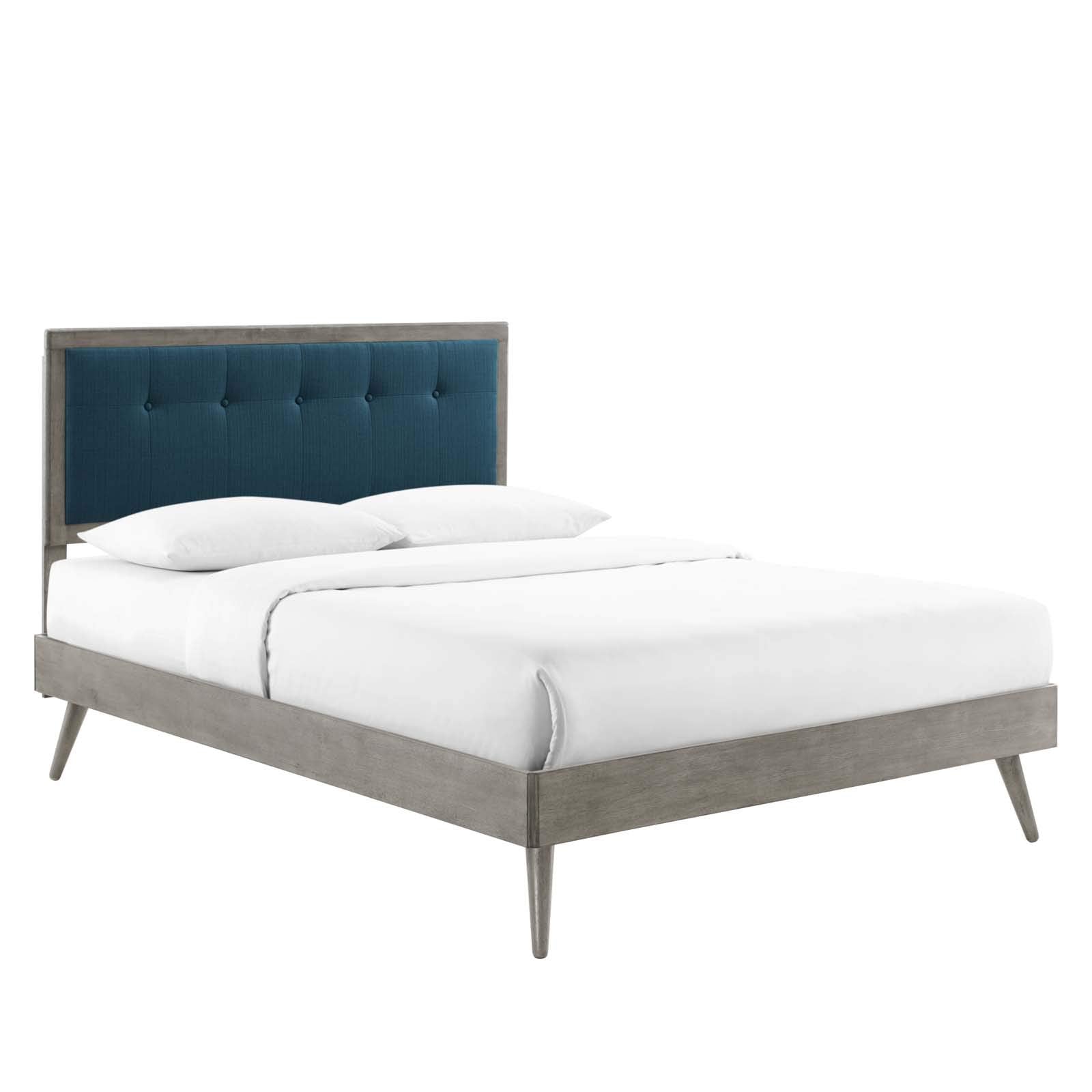 adjustable bed bases | CasaFoyer Willow Tufted Wood Full Platform Bed | Modern Design | Retro Accents | Durable Construction | Gray Azure | casafoyer.myshopify.com