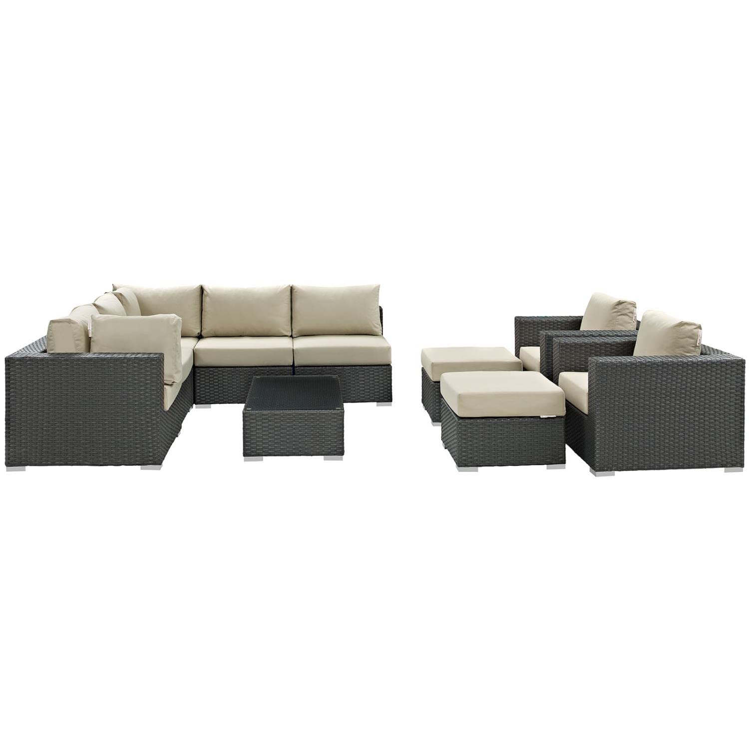 kitchen and dining room sets | CasaFoyer Sojourn Outdoor Patio Furniture Set | 10 Piece Sunbrella Sectional | Coffee Table, Chairs, Corners, and Ottomans | casafoyer.myshopify.com