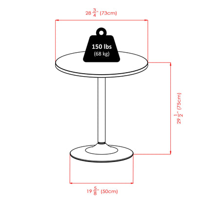 TABLE | CasaFoyer  Wood Spectrum Dining Table | Modern Style | Compact & Elegant | 28.7 Diameter | Sturdy Black Wood Top | Chrome-Plated Steel Base | 29.5 Height | 50lbs Weight Capacity | Easy Assembly | 60-Day Replacement | casafoyer.myshopify.com