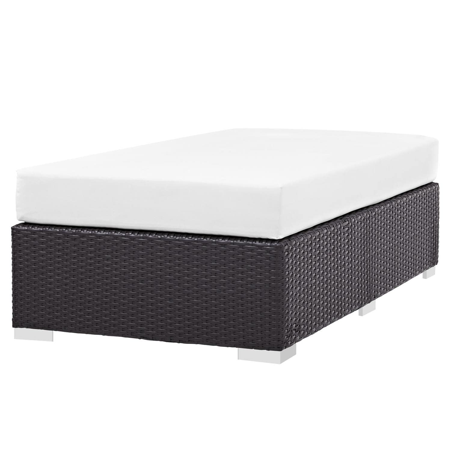 ottomans | CasaFoyer Convene Outdoor Sectional | Durable Rattan Ottoman | All-Weather Cushions | Versatile & Stylish | Espresso White | casafoyer.myshopify.com