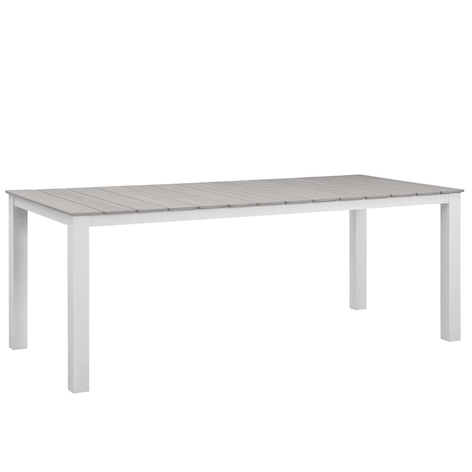 Dining Table | Maine Outdoor Collection 80 Dining Table | Synthetic Wood Grain Plank Boards | Powder-Coated Aluminum Frame | Ideal for Outdoor Dining | casafoyer.myshopify.com