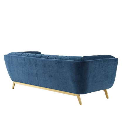 sofas | CasaFoyer Bestow Crushed Performance Velvet Sofa | Luxurious & Spacious | Soft & Durable Velvet Upholstery | Button Tufting | Brushed Gold Legs | Mid-Century Modern | 900 lbs Capacity | casafoyer.myshopify.com