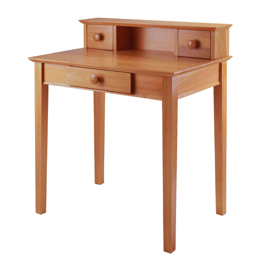 DESK | Ergode Timeless Writing Desk | Contemporary Twist | Sturdy Structure | Honey Pine Coating | 3 Drawers & Shelf | Studio Home Office Collection | 30W x 20.19D x 34.65H | 38 lbs | casafoyer.myshopify.com