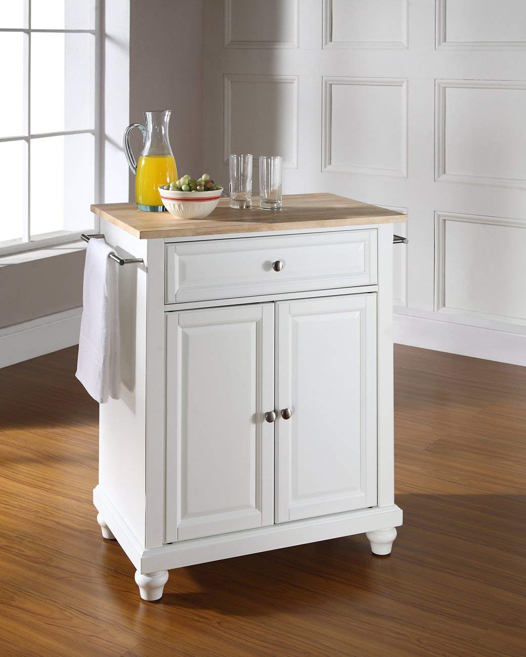 Kitchen Storage | Solid Hardwood Kitchen Island | Elegant Raised Panel Doors | Deep Drawer | Ample Storage | White Finish | casafoyer.myshopify.com