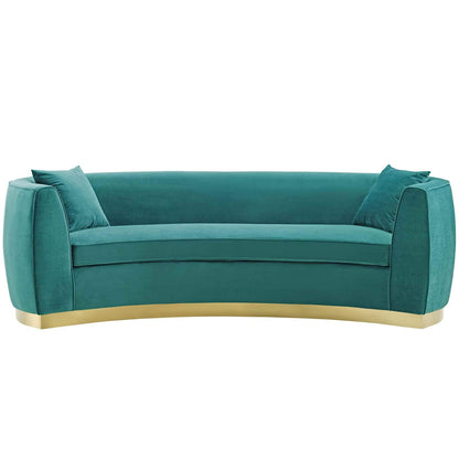 sofas | CasaFoyer Resolute Curved Sofa | Vintage-Style | Stain-Resistant Velvet | Gold Base | Supreme Comfort | 900 lbs Capacity | casafoyer.myshopify.com