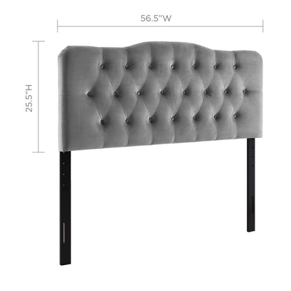 headboards | CasaFoyer Annabel Diamond Tufted Performance Velvet Full Headboard | Timeless Elegance | Vintage Glamour | Adjustable Height | Gray | casafoyer.myshopify.com