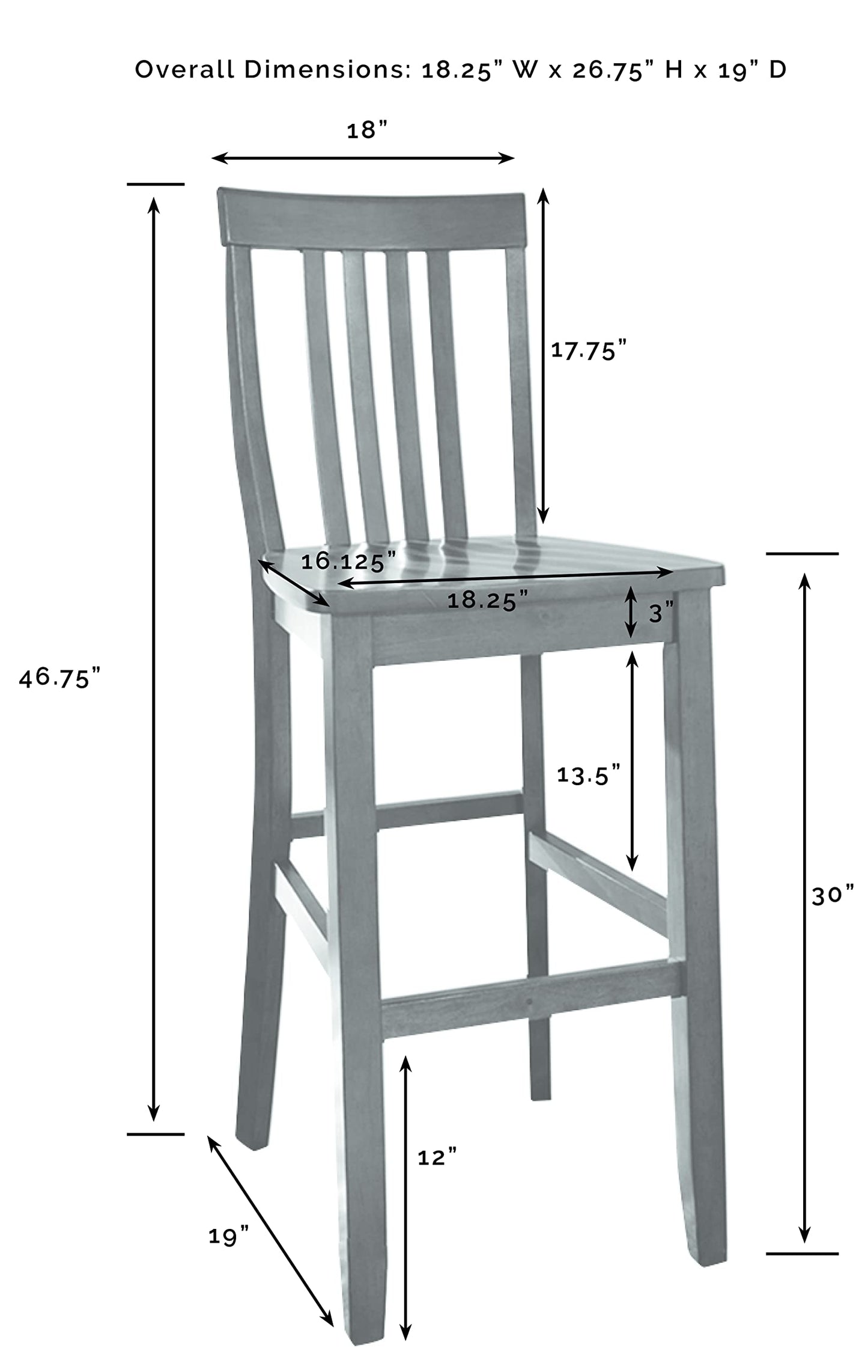 Dining Table | School House Style Bar Stool | Durable Hardwood | Contoured Seats | 30 Seat Height | Ideal for Dining or Pub Tables | Set of 2 | casafoyer.myshopify.com