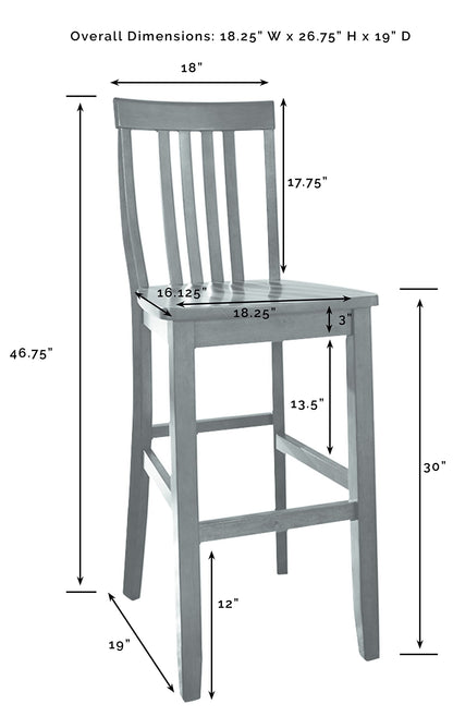 Dining Table | School House Style Bar Stool | Durable Hardwood | Contoured Seats | 30 Seat Height | Ideal for Dining or Pub Tables | Set of 2 | casafoyer.myshopify.com