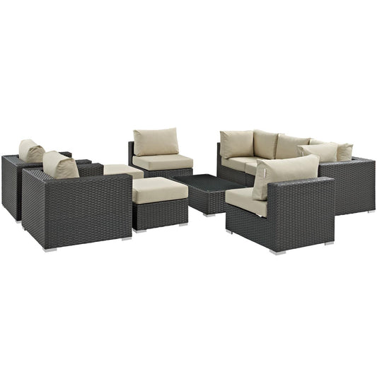 kitchen and dining room sets | CasaFoyer Sojourn Outdoor Patio Furniture Set | 10 Piece Sunbrella Sectional | Coffee Table, Chairs, Corners, and Ottomans | casafoyer.myshopify.com