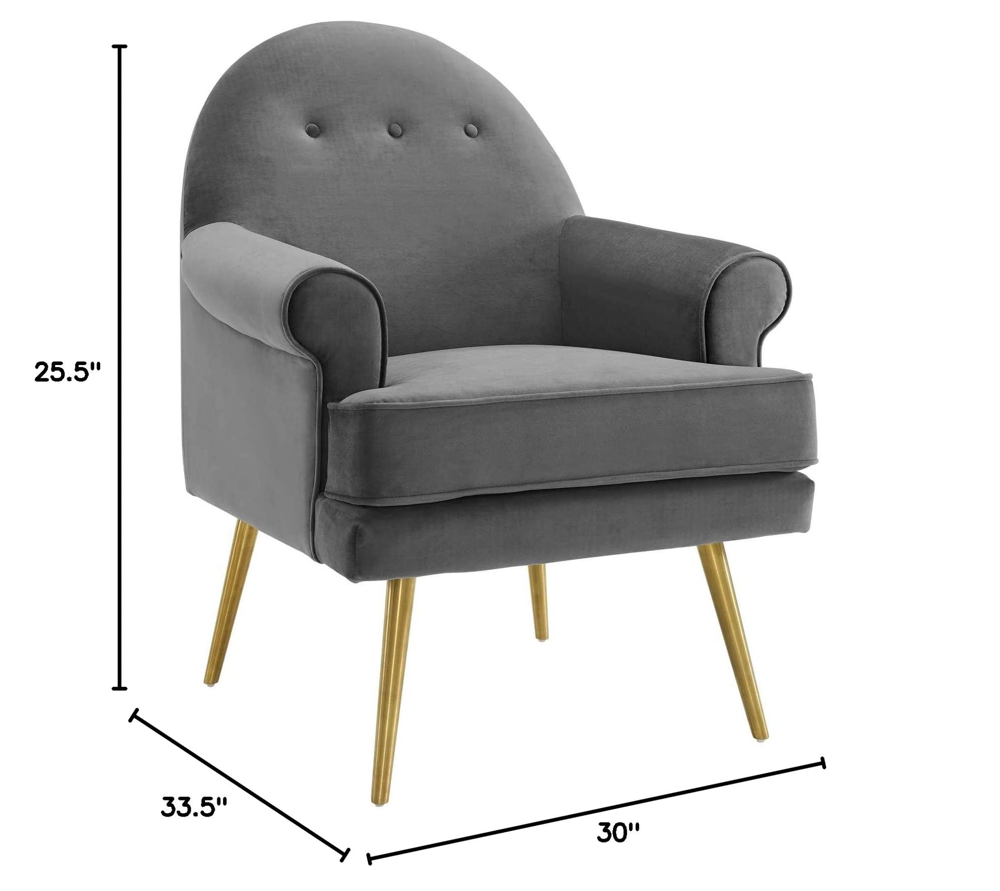 home office desk chairs | CasaFoyer Revive Accent Armchair | Vintage Glam Design | Gold Stainless Steel Legs | Performance Velvet Upholstery | Comfortable Foam Padding | Gray | casafoyer.myshopify.com