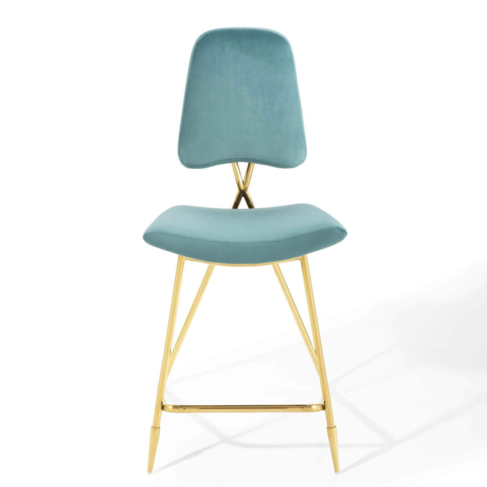 barstools | CasaFoyer Ponder Upholstered Performance Velvet Dining Room Counter Stool | Comfortable | Stain-Resistant | Gold Stainless Steel Base | Set of 1 | casafoyer.myshopify.com