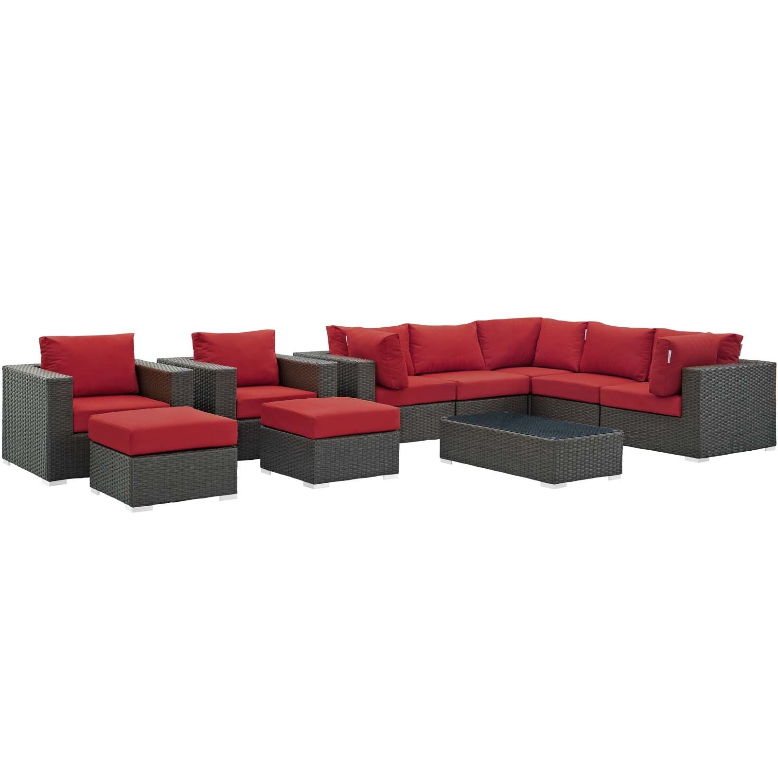 kitchen and dining room sets | CasaFoyer Sojourn Outdoor Patio Furniture Set | 10 Piece Sectional | Sunbrella Cushions | Synthetic Rattan Weave | UV Protection | Aluminum Frame | casafoyer.myshopify.com