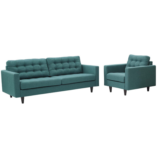 Sofa & chair Sets | Empress Upholstered Armchair & Sofa Set | Exquisite Design | Tufted Buttons | Luxurious Cushions | Teal | casafoyer.myshopify.com