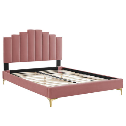 adjustable bed bases | CasaFoyer Elise Performance Velvet Full Platform Bed | Art Deco Design | Channel Tufted Headboard | Gold Metal Legs | Stain-Resistant Velvet | Comfortable & Sturdy | Easy Assembly | casafoyer.myshopify.com