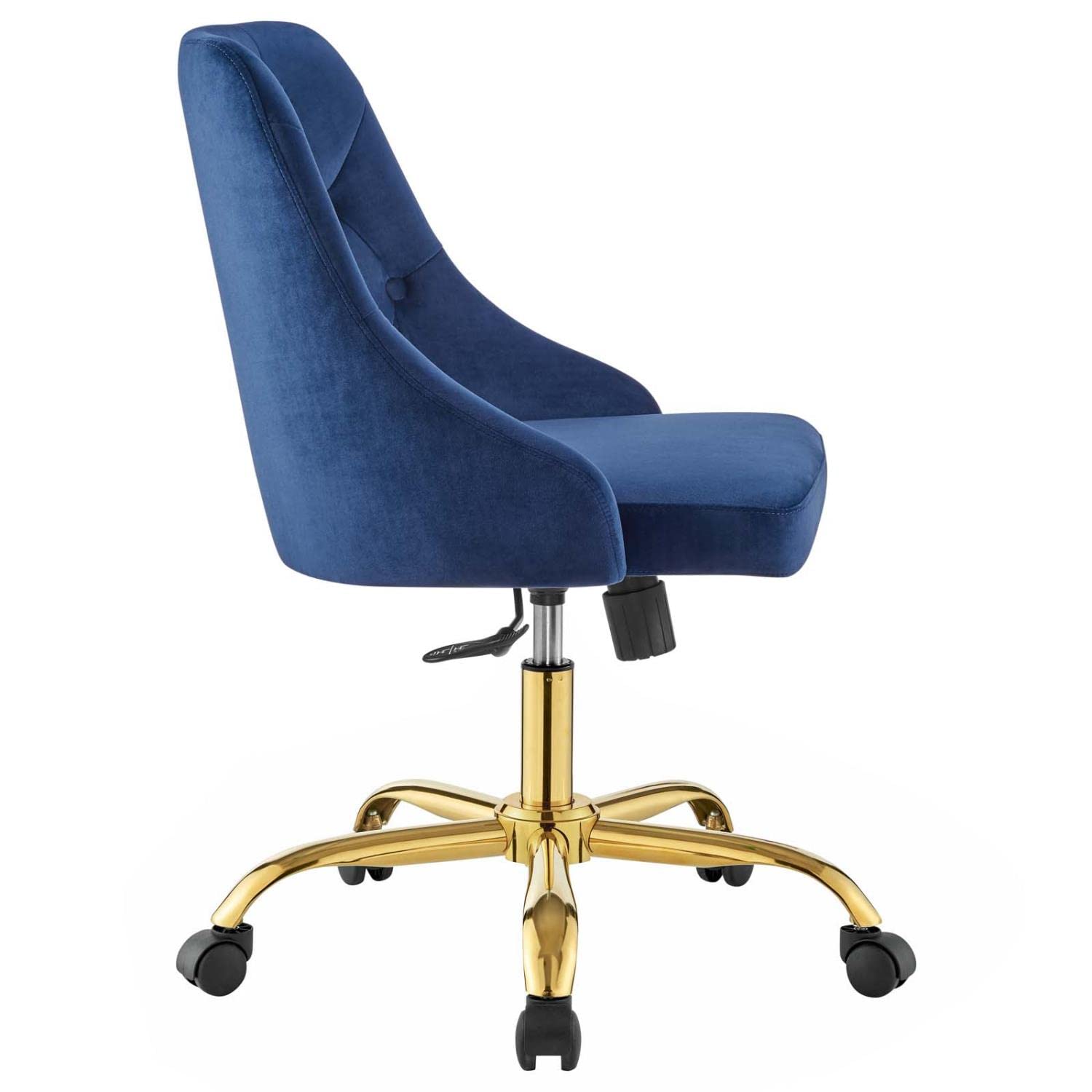 home office desk chairs | CasaFoyer Distinct Tufted Performance Velvet Office Chair | Gold Navy | Glam Deco Style | Stain-Resistant | 360 Swivel | Pneumatic Height Adjustment | 220 lbs Capacity | casafoyer.myshopify.com