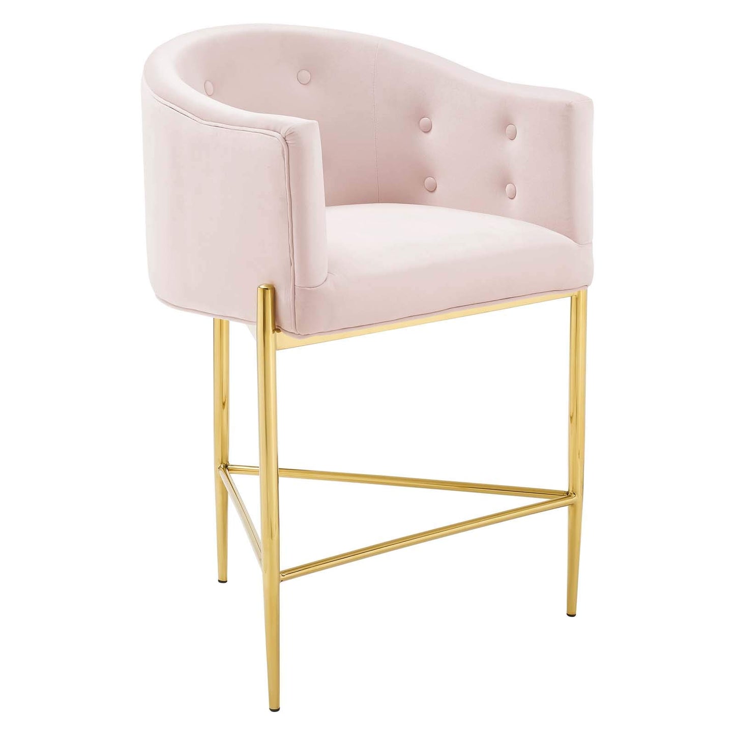 barstools | CasaFoyer Savour Tufted Performance Velvet Counter Stool Set of 2 | Elegant Design | Stain-Resistant | Comfortable Seating | Chrome Gold Frame | Pink | casafoyer.myshopify.com