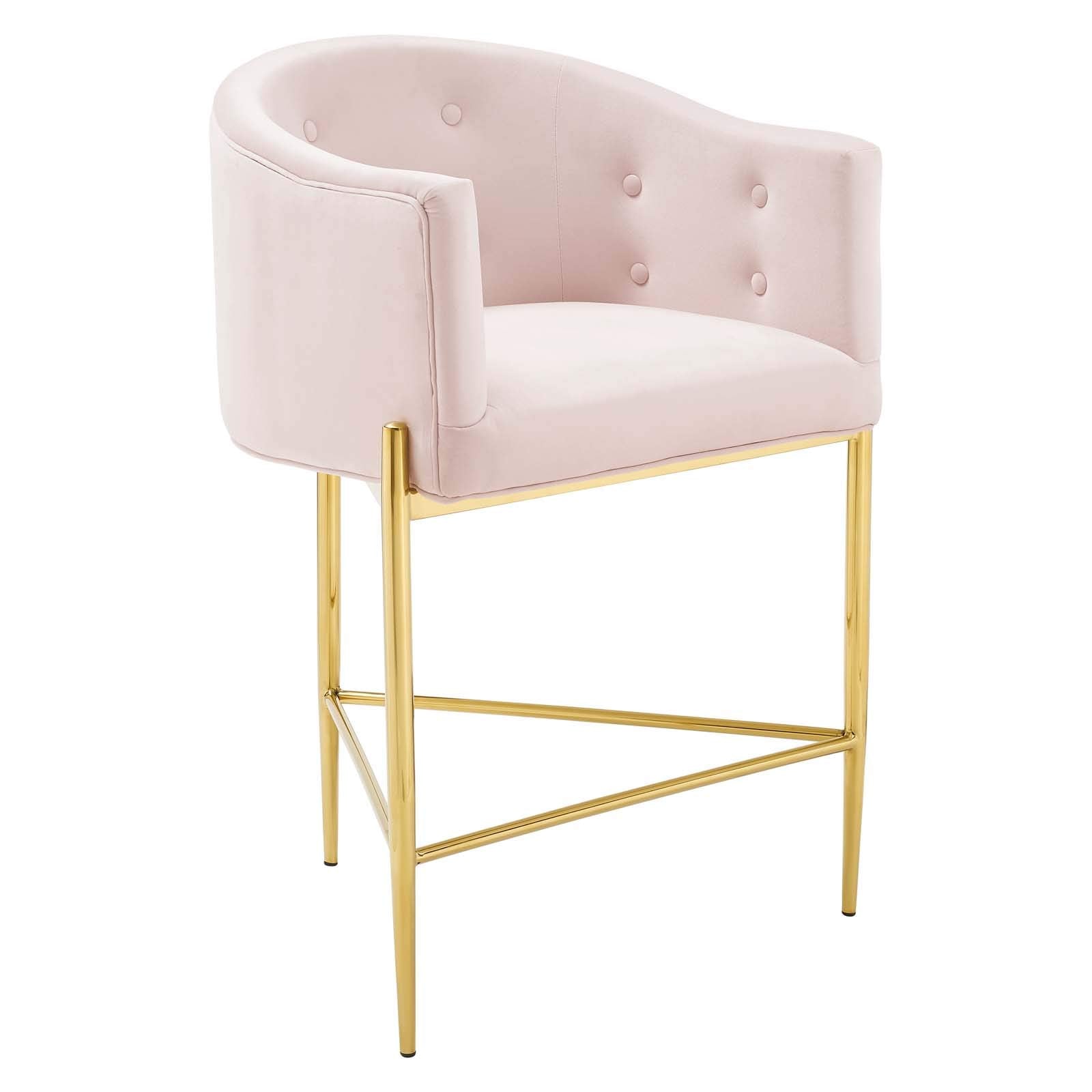 barstools | CasaFoyer Savour Tufted Performance Velvet Counter Stool Set of 2 | Elegant Design | Stain-Resistant | Comfortable Seating | Chrome Gold Frame | Pink | casafoyer.myshopify.com