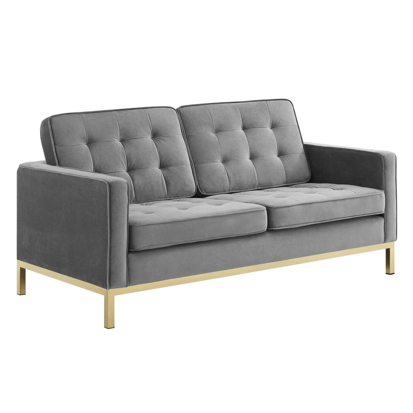 home office desk chairs | CasaFoyer Loft Button Tufted Performance Velvet Loveseat | Retro Modern Style | Durable Upholstery | Gold Stainless Steel Legs | Supports up to 600 lbs | casafoyer.myshopify.com